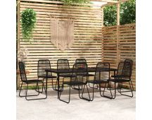 vidaXL 9 Piece Garden Dining Set Black