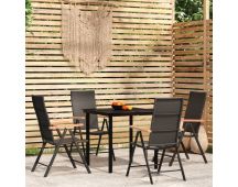 vidaXL 5 Piece Garden Dining Set Black