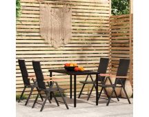 vidaXL 5 Piece Garden Dining Set Black