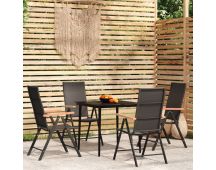 vidaXL 5 Piece Garden Dining Set Black