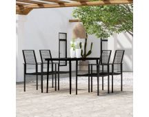 vidaXL 5 Piece Garden Dining Set Black