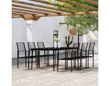 vidaXL 7 Piece Garden Dining Set Black