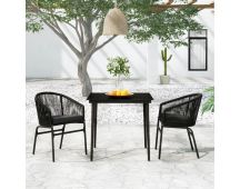 vidaXL 3 Piece Garden Dining Set Black