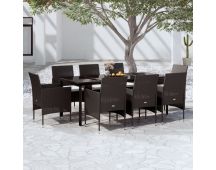 vidaXL 9 Piece Garden Dining Set with Cushions Black