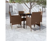 vidaXL 5 Piece Garden Dining Set with Cushions Brown and Black