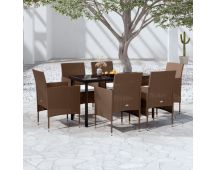 vidaXL 7 Piece Garden Dining Set with Cushions Brown and Black