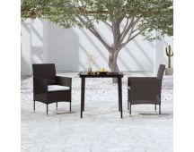 vidaXL 3 Piece Garden Dining Set with Cushions Black