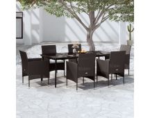 vidaXL 7 Piece Garden Dining Set with Cushions Black