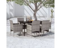 vidaXL 7 Piece Garden Dining Set with Cushions Grey and Black