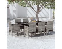 vidaXL 9 Piece Garden Dining Set with Cushions Grey and Black