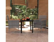 vidaXL 3 Piece Outdoor Dining Set with Cushions Grey and Black