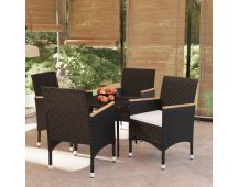 vidaXL 5 Piece Garden Dining Set with Cushions Black