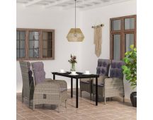 vidaXL 5 Piece Outdoor Dining Set with Cushions Grey and Black