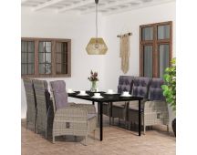 vidaXL 7 Piece Garden Dining Set with Cushions Grey and Black