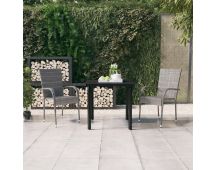 vidaXL 3 Piece Garden Dining Set Grey and Black