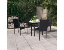 vidaXL 5 Piece Garden Dining Set Black