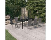 vidaXL 9 Piece Garden Dining Set Grey and Black