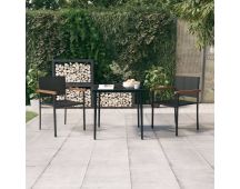 vidaXL 3 Piece Garden Dining Set Black