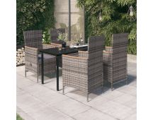 vidaXL 5 Piece Garden Dining Set with Cushions Grey