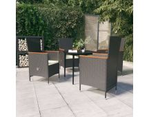 vidaXL 5 Piece Garden Dining Set with Cushions Black