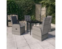 vidaXL 5 Piece Garden Dining Set with Cushions Grey