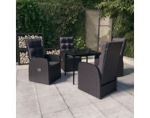 vidaXL 5 Piece Garden Dining Set with Cushions Black