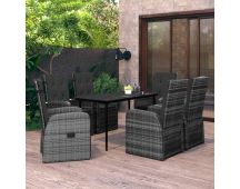 vidaXL 7 Piece Garden Dining Set with Cushions Grey