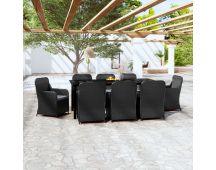 vidaXL 9 Piece Garden Dining Set with Cushions Black