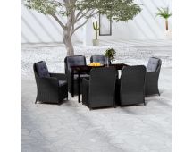 vidaXL 7 Piece Garden Dining Set Black