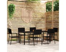 vidaXL 7 Piece Garden Dining Set Black