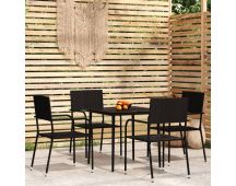 vidaXL 5 Piece Garden Dining Set Black