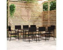 vidaXL 9 Piece Garden Dining Set Black