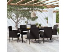 vidaXL 7 Piece Garden Dining Set Black