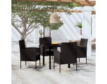 vidaXL 5 Piece Garden Dining Set Black