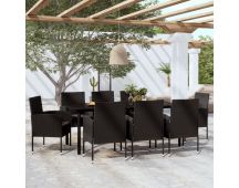 vidaXL 9 Piece Garden Dining Set Black