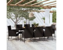 vidaXL 9 Piece Garden Dining Set Black