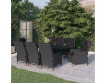 vidaXL 9 Piece Garden Dining Set Dark Grey