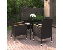 vidaXL 5 Piece Garden Dining Set with Cushions Poly Rattan and Glass