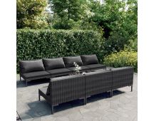 vidaXL 8 Piece Garden Lounge Set with Cushions Poly Rattan Dark Grey