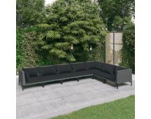 vidaXL 7 Piece Garden Lounge Set with Cushions Poly Rattan Dark Grey