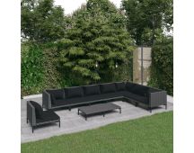 vidaXL 9 Piece Garden Lounge Set with Cushions Poly Rattan Dark Grey