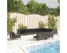 vidaXL 10 Piece Garden Lounge Set with Cushions Poly Rattan Dark Grey