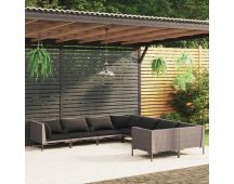 vidaXL 8 Piece Garden Lounge Set with Cushions Poly Rattan Dark Grey