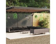 vidaXL 12 Piece Garden Lounge Set with Cushions Poly Rattan Dark Grey