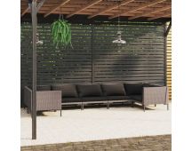 vidaXL 7 Piece Garden Lounge Set with Cushions Poly Rattan Dark Grey