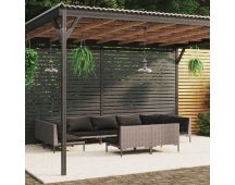 vidaXL 9 Piece Garden Lounge Set with Cushions Poly Rattan Dark Grey