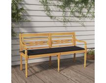 vidaXL Batavia Bench with Anthracite Cushion 150 cm Solid Wood Teak