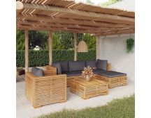 vidaXL 6 Piece Garden Lounge Set with Cushions Solid Wood Teak