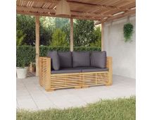 vidaXL Garden Corner Sofas with Cushions 2 pcs Solid Wood Teak