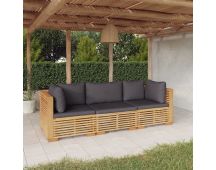 vidaXL 3 Piece Garden Lounge Set with Cushions Solid Wood Teak